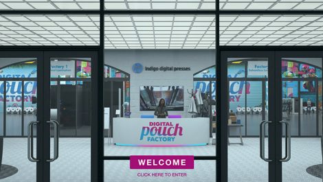 HP Digital Pouch Factory entrance Printing Expo