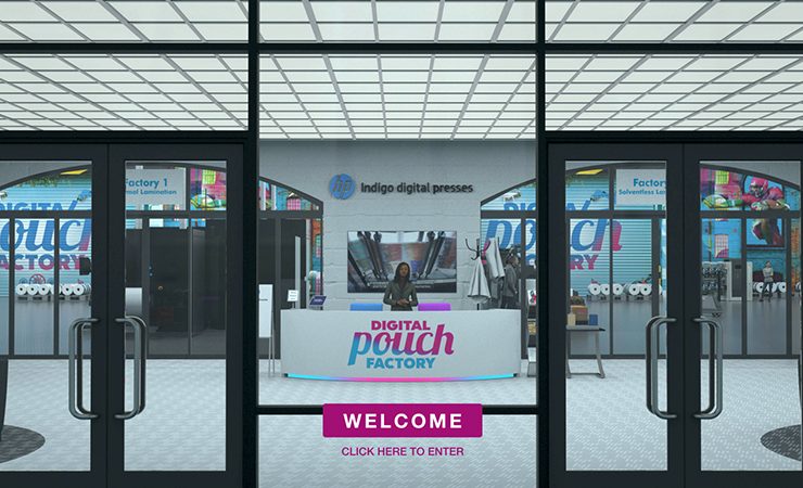 HP Digital Pouch Factory entrance Printing Expo