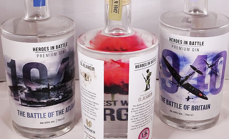 Heroes in Battle gin bottles