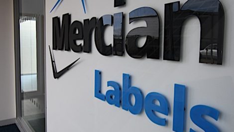 Mercian Labels wall logo