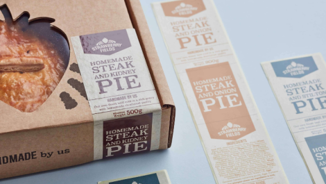 Strawberry Fields pie box labels