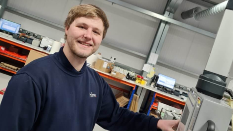 Tom Gould at home on the Hine factory floor